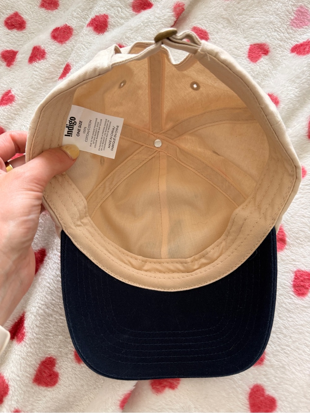 Indigo Two-Tone Duck Embroidered Cap in Cream and Navy - Picture 4 of 4